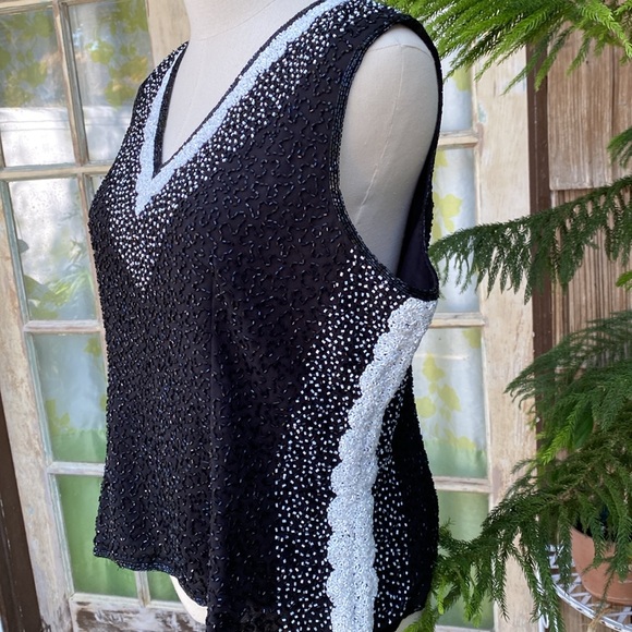 Vintage MARK & JOHN Beaded Evening Top SZ L - Picture 3 of 7